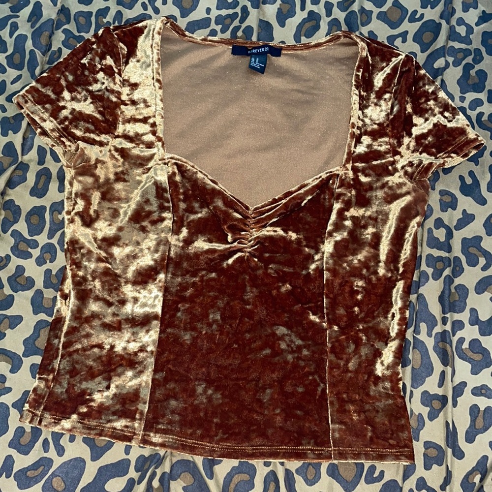 Gold velvet crop top